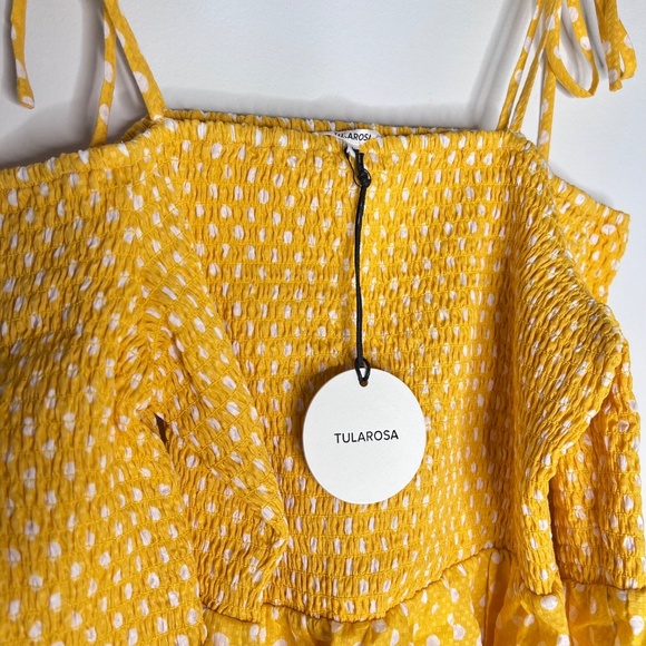 NWT Tularosa The Social Yellow Polka Dot Bell Sleeve Mini Dress M - Picture 5 of 7